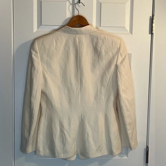 ❤️EPISODE  vintage women 10 blazer cream double breasted silk linen - Picture 2 of 8